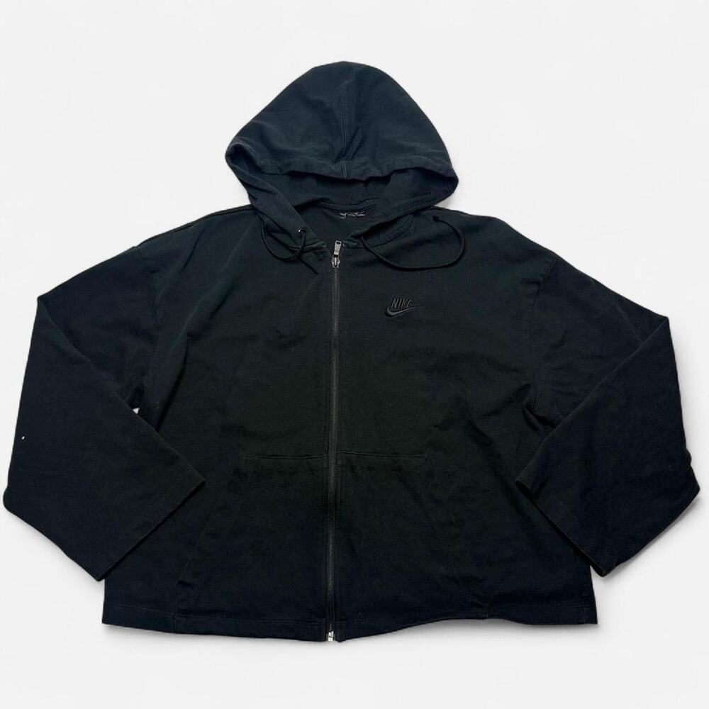 Nike Black Full Zip Hoodie No Size Tag (Cropped Boxy Fit)